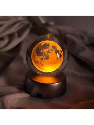 PremiumPort Işıklı Cam Küre ile Gezegen ve Galaksi Temalı Dekorasyon Parçası