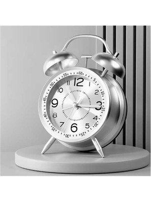 Hobimtek Yüksek Sesli Alarmlı Saat Büyük Boy Nostaljik Analog Çalar Saat Fosforlu Işıklı Alarmlı Metal Gövde Akar Saniyeli Sessiz Şarjlı Pilli Saat HT-860