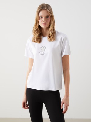 Lc Waikiki Yeni Sezon Bisiklet Yaka Minnie Mouse Baskılı Kadın Tişört