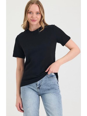 Les Séduisantes C.A. Bisiklet Yaka Baskısız Pamuklu T-Shirt