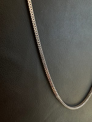 Luna Gümüş 1,5 mm Kare Oksitli Tilki Kuyruğu Erkek Gümüş Zincir