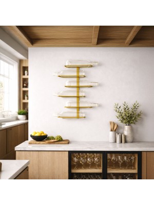 Rack And Cork Metal Köşe Şaraplığı | 6 Şişe Kapasiteli | Metal Gold Şarap Rafı