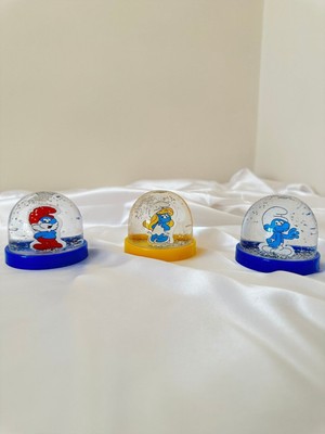 PremiumPort Sevimli Şirinler Karikatürlü Simli Küçük Boy Kar Küresi, Eğlence Dolu Dekorasyon