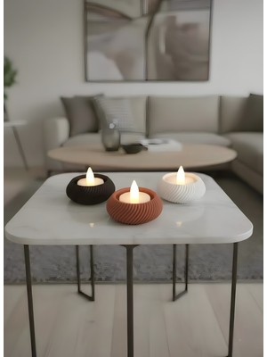 Venora Concept Dekoratif LED Tealight Mumluk 3lü Set | 3D Baskı | 3 Adet LED Tealight Mum Ile Gönderilir