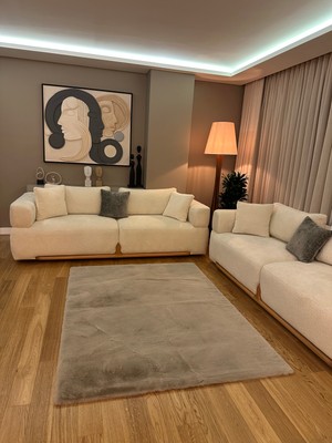 Doğuş Peluş Halı Ultra Soft Bej Yumuşak Dokulu Peluş Halı Dikdörtgen