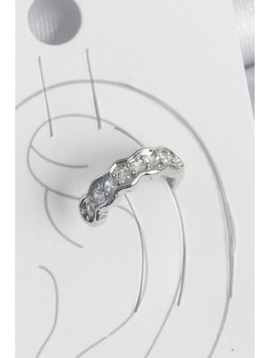 DS LLC Pirinç Gümüş Renk Zirkon Taşlı Kıkırdak Model Kadın Küpe - TJ-BKP10550 Iegtgrs-34