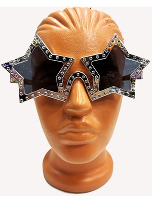 DS LLC Yıldız Şekilli Parlak Metalize Parti Gözlüğü Gümüş Renk 16X7 cm Iegtgrs-34