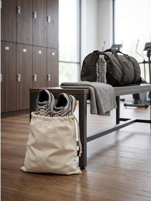 YUNUSOĞLU HOME Ham Bez Büzgülü Ayakkabı Taşıma Torbası 35X40 cm Doğal Renk Çok Amaçlı Saklama Çantası