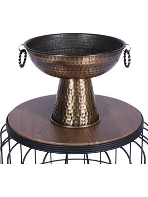 Yapay Çiçek Sitesi Metal Dekoratif Ayaklı Sunumluk Çiçeklik Küpeli Bronz 19 cm