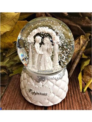 PremiumPort Büyük Boy Müzikli Işıklı Kar Küresi, Zarif ve Şık Dekorasyon Parçası