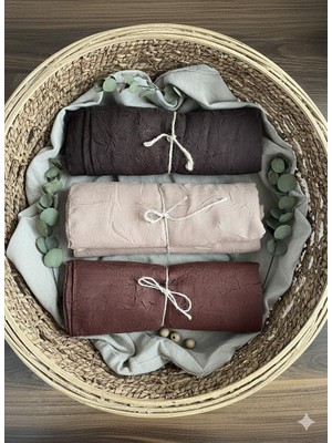 Sevimia Scarf Bambu Kraş Şal 3'lü Set Siyah-Bej-Kahve