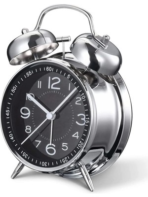 Hobimtek Yüksek Sesli Alarmlı Saat Büyük Boy Nostaljik Analog Çalar Saat Fosforlu Işıklı Alarmlı Metal Gövde Akar Saniyeli Sessiz Şarjlı Pilli Saat HT-860