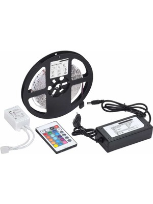 DS LLC 5 mt 3 Cipli Rgb Şerit LED Silikonlu Adaptör Uzaktan Kumanda Tak Çalıştır Iegtgrs-34