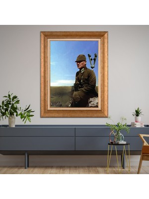 Giyense Özel Seri Altın Paspartulu Çerçeveli Atatürk Tablo TR348