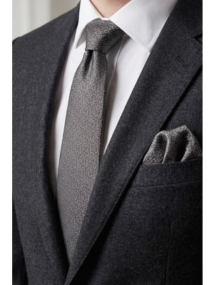 Milleniva Mikro Desen Gri Kravat & Mendil