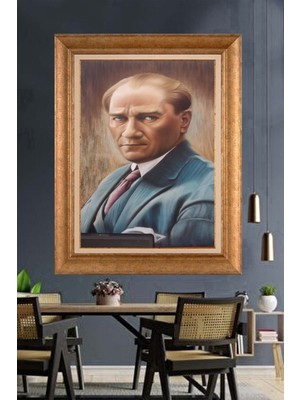 Giyense Özel Seri Altın Paspartulu Çerçeveli Atatürk Tablo TR1222