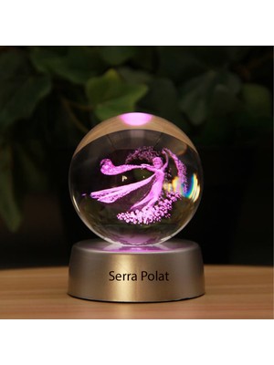 PremiumPort Işıklı 3D Kristalleşmiş Cam Küre, Zarif ve Işıltılı Dekorasyon Parçası