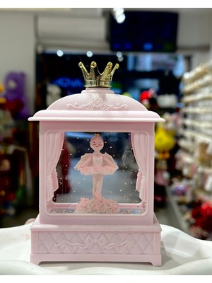 PremiumPort Parlak Pembe Balerin Dekoratif Müzikli Işıklı Gece Lambası