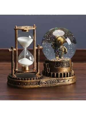 PremiumPort Nostaljik Işıklı Kum Saatli Astronot Dekoratif Süs | Eşsiz Tasarım