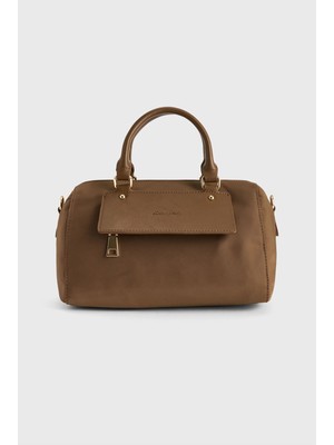 Love My Body Deri Detaylı Fermuarlı Çanta Camel 121L9581000