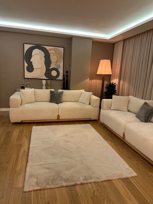 Doğuş Peluş Halı Ultra Soft Krem Yumuşak Dokulu Peluş Halı Dikdörtgen