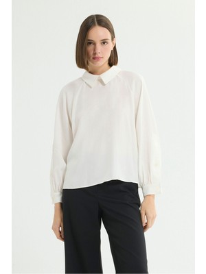 Love My Body Arkası Düğmeli Reglan Kol Gömlek Kemik 130L9779000