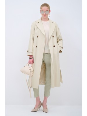 Adl Kemer Detaylı Uzun Trençkot Gri 17844670000