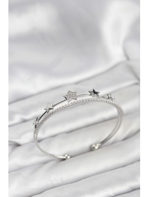 Die Grup Yıldız Model Gümüş Renk Pirinç Kadın Bileklik - TJ-BB8248 DIE-RSTG34