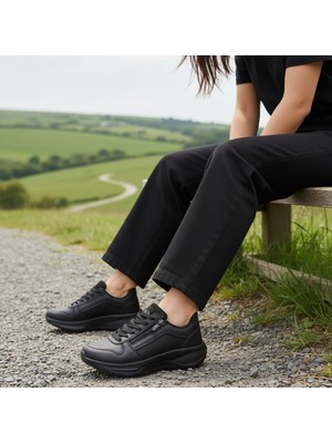 KAFKASLAR AYAKKABI Dolgu Tabanlı Fermuarlı Günlük Rahat Bayan Spor Ayakkabı