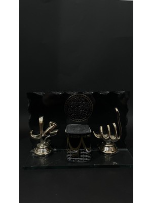 Tekbir ✨ Cam Zemin Üzerinde Kâbe ve Esma Detaylı Özel Masaüstü Dekor ✨