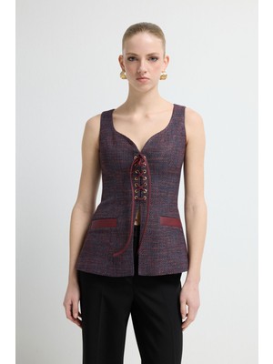 Adl Deri Detaylı Yelek Lacivert 17945706003