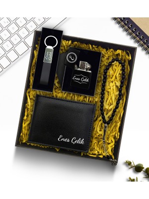 As Gift Kişiye Özel Cüzdan & Çakmak & Anahtarlık & Tesbih Hediye Seti
