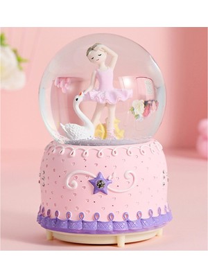 PremiumPort Balerin Kız Temalı Büyük Boy Işıklı Püskürtmeli Müzikli Kar Küresi