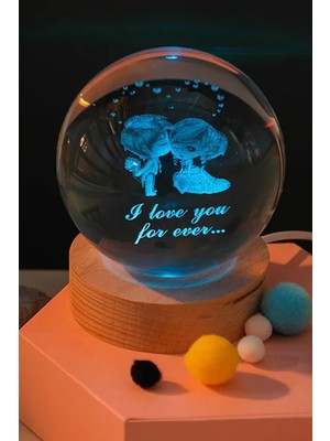 PremiumPort 3D Ay Kristal Top Gece Işığı, Ev Dekor ve Süs Aydınlatması