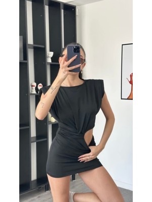 Les Séduisantes C.A. Dalgıç Kumaş Bel Detaylı Vatkalı Elbise