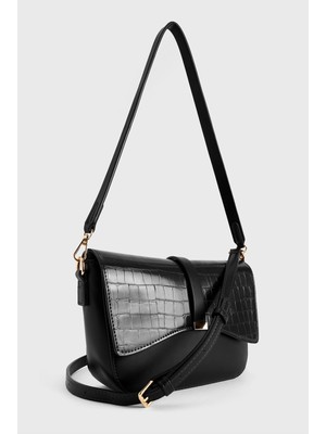 Love My Body Croco Desen Detaylı Çanta Siyah 121L9579000