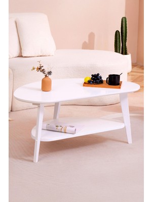 FAWdecor Modern Oval Orta Sehpa | Alt Raflı Salon Sehpası | Minimal & Şık Tasarım