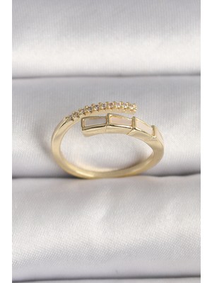 İlk El Grup Pirinç Gold Renk Zirkon Taş Detaylı Yılan Model Ayarlanabilir Yüzük - TJ-BYK3539 Iegtgrs-34