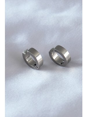 Nuveden 316L Çelik Gümüş Renk Sıkıştırmalı Erkek Küpe - TJ-EKP277 DIE-RSTG34