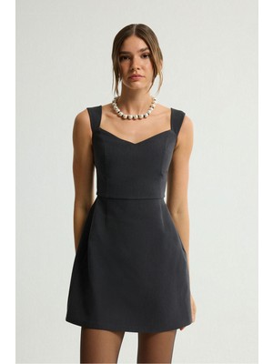 Love My Body Askılı Mini Elbise Antrasit 124L9712000