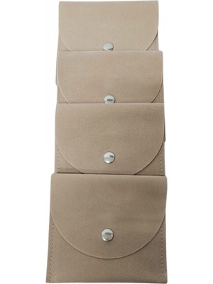Özer Kutu Kadife (Süet) Zarf Kese Krem 50 Adet 8X10 Boy Takı, Altın Kesesi (Çıtçıtlı)