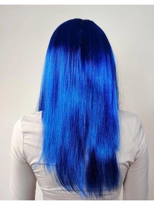 İlk El Grup Mavi Renk Uzun Parti Peruğu Iegtgrs-34