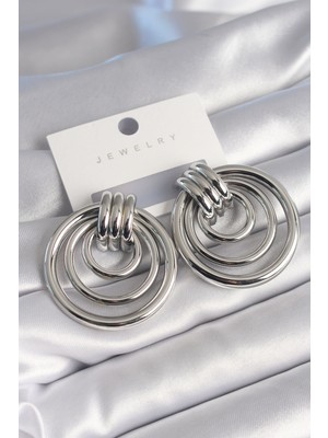 DS LLC Pirinç Gümüş Renk Halka Model Kadın Küpe - TJ-BKP8716 Iegtgrs-34