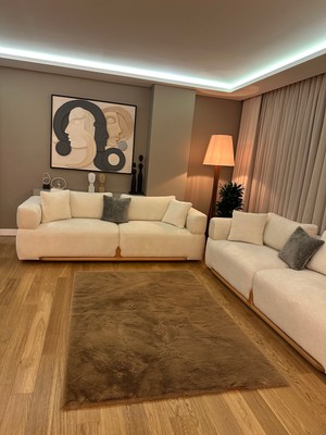 Doğuş Peluş Halı Ultra Soft Kahverengi Yumuşak Dokulu Peluş Halı Dikdörtgen