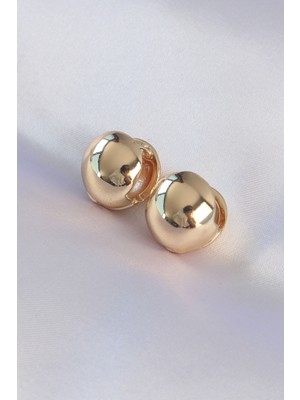 Nuveden Pirinç Gold Renk Içi Boş Minimal Topçuk Küpe - TJ-BKP8984 DIE-RSTG34