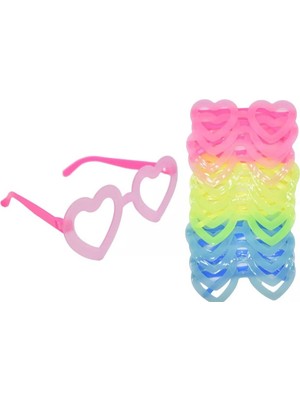 Nuveden Fosforlu Kalp Model Glow Parti Gözlüğü Karanlıkta Yanan Gözlükler 12 Adet DIE-RSTG34