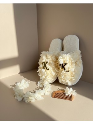 AdNovasam Harf Detaylı Lohusa Terlik-Tarak-Taç-Seti (Kalıbı Dar 1 Numara Büyük Alınız)Harf Belirtiniz!