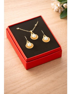 İlkyaz Fashion Istiridye Inci Kutulu Kolye Set