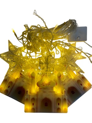 Hazar Led 3 Metre 2 Minare Yıldız Saçak LED Gün Işığı IP44 Iç Mekan Eklenebilir Fonksiyonlu Ramazan Dekoratif LED Işık Ramazan Süsü