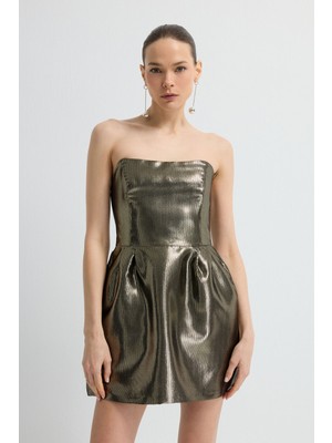 Adl Straplez Mini Elbise Gold 12444009008